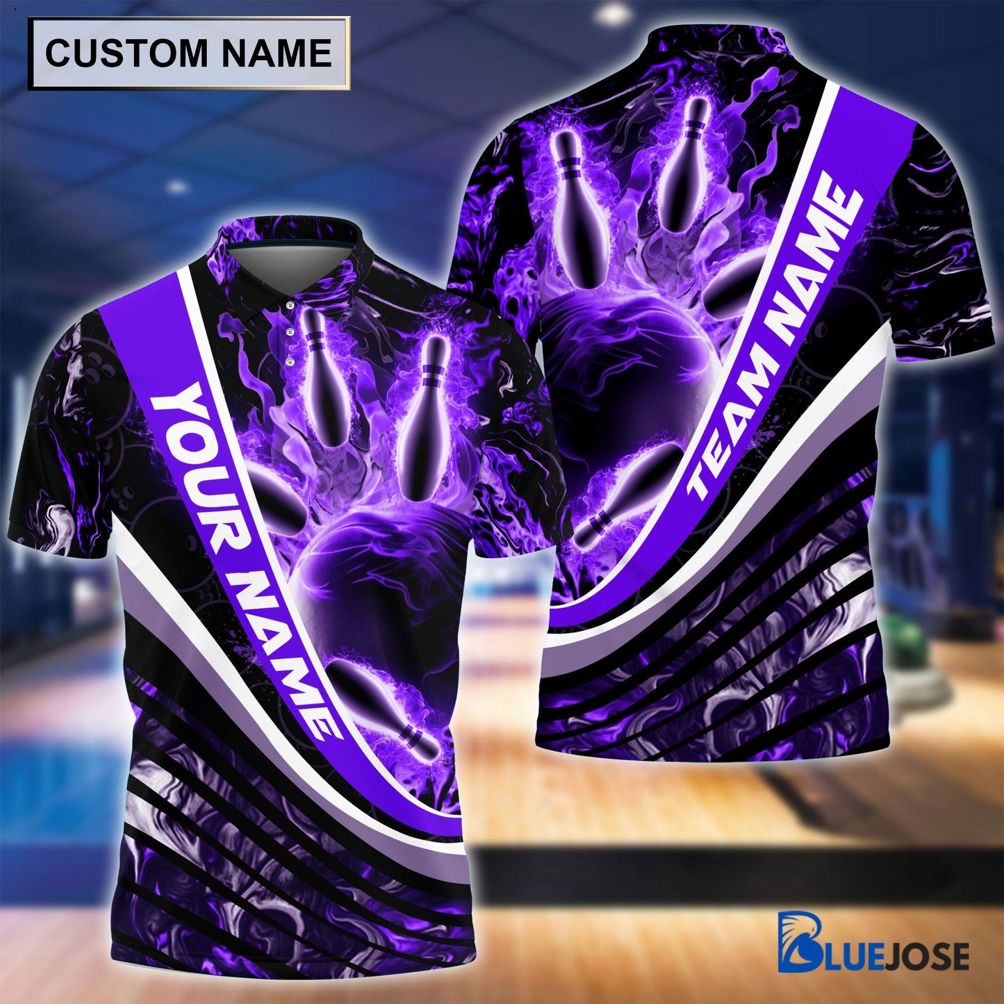 Frenzideas Personalized Name and Team Name Ball and Pins Multicolor 3D Shirt