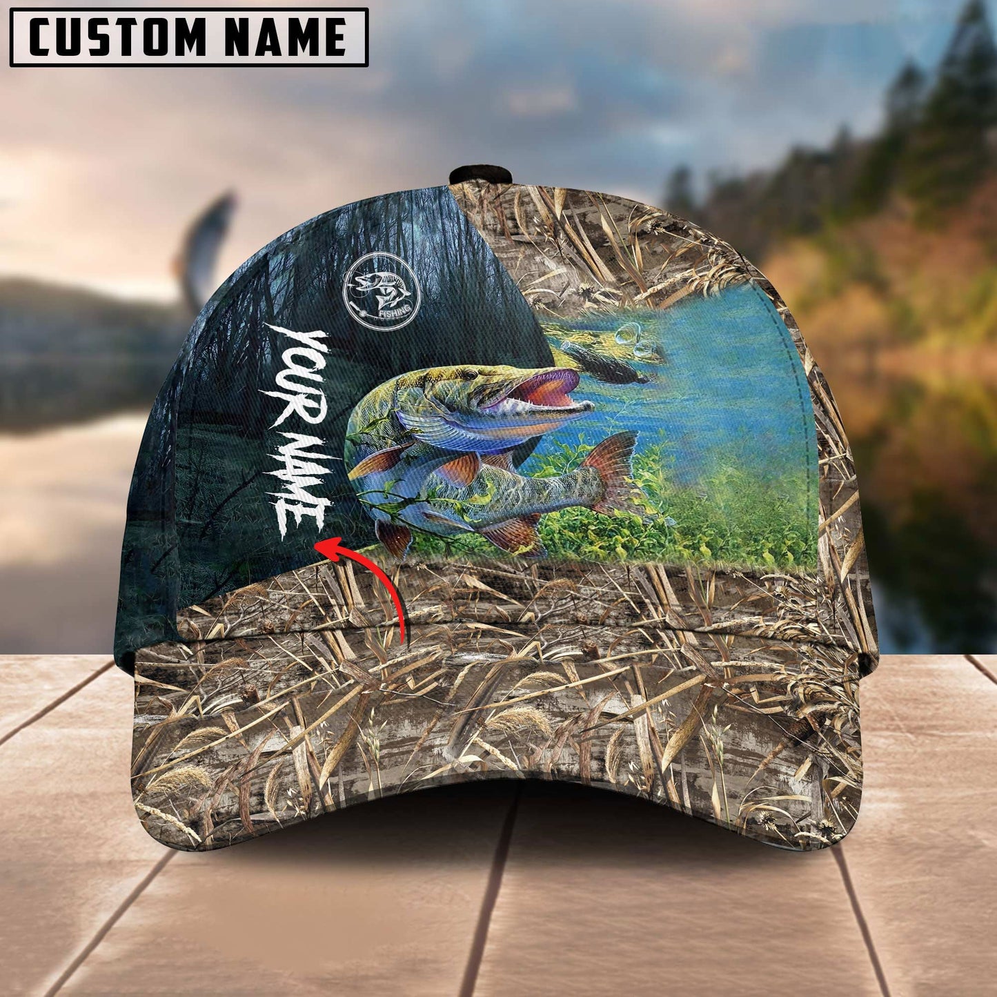 Frenzidea Muskie Fishing Camo Personalized Fishing Cap