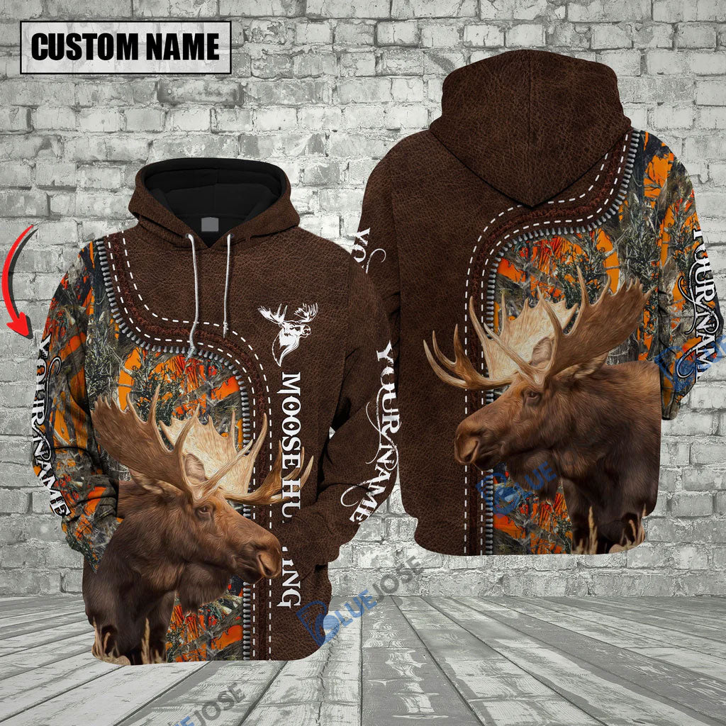 Frenzidea Customized Name Moose Hunting Zipper Pattern 3D Shirts