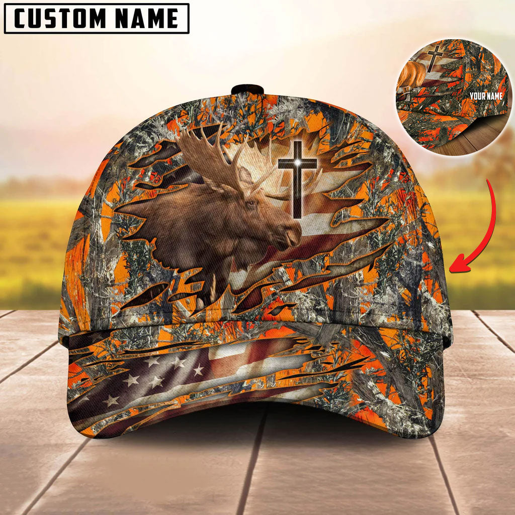 Frenzidea Cross And Moose Hunting Personalized Cap