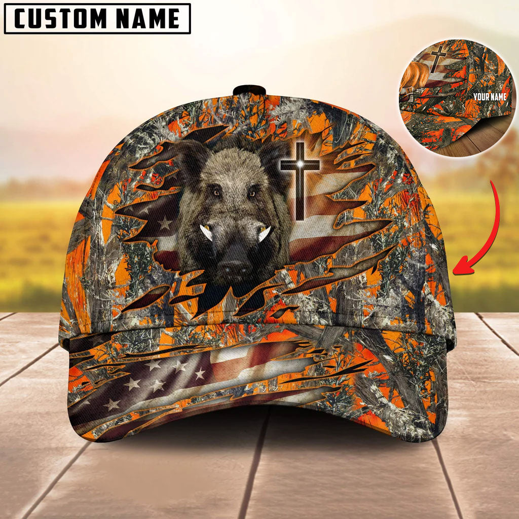 Frenzidea Cross And Boar Hunting Personalized Cap