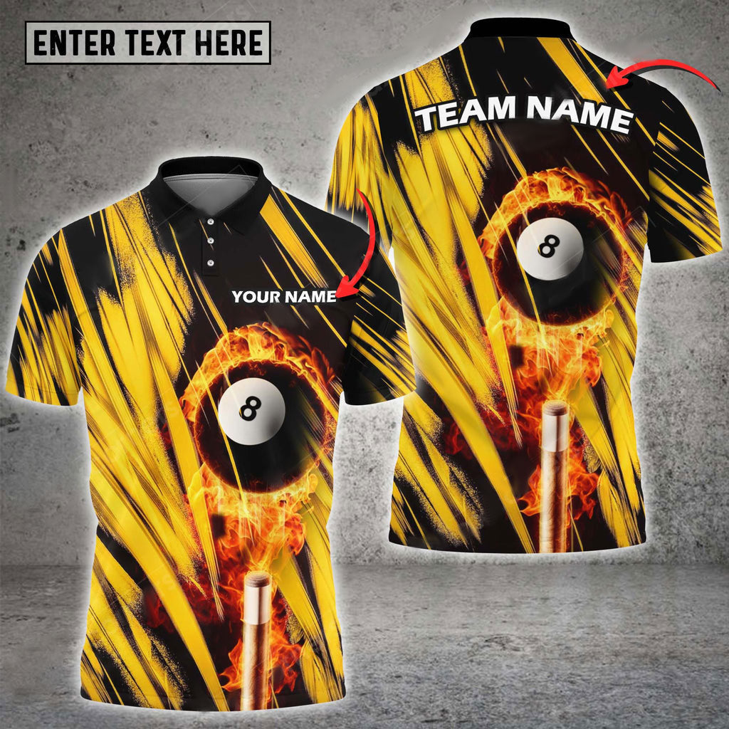 Frenzidea Billiards Ball 8 Ball Fire Player Personalized Name, Team Name Unisex Shirt