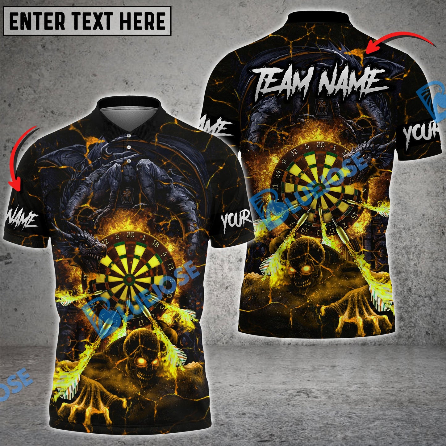 Frenzidea Darts Hell Dragon Personalized Name, Team Name 3D Shirt (4 Colors)