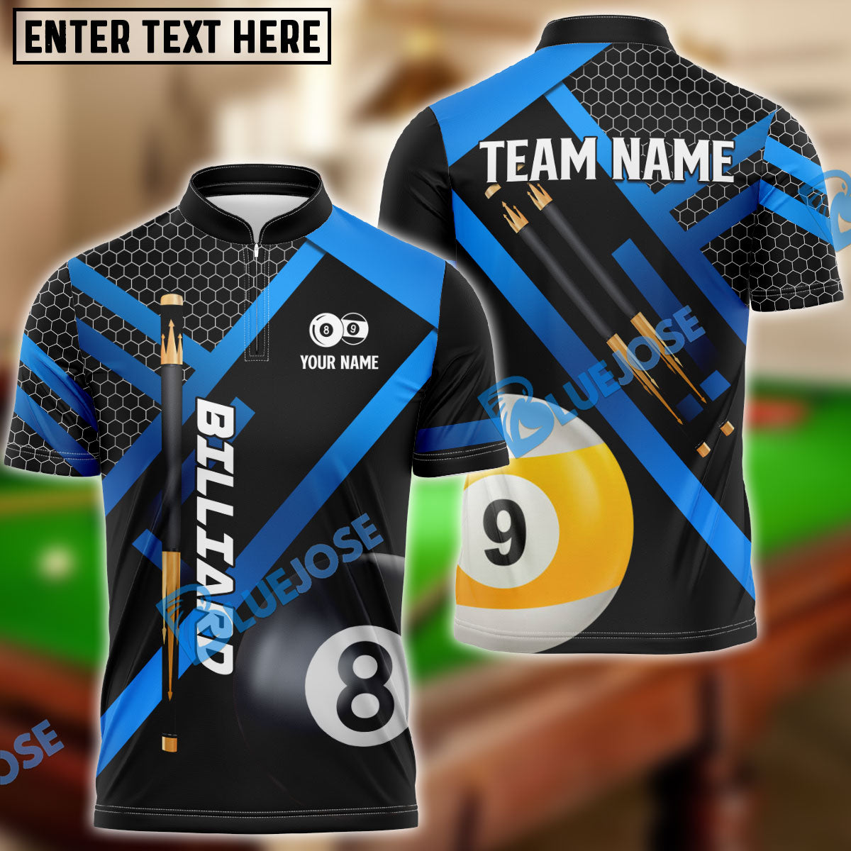 Frenzidea Billiards Metalic Style Personalized Name, Team Name Unisex Shirt ( 6 Colors )