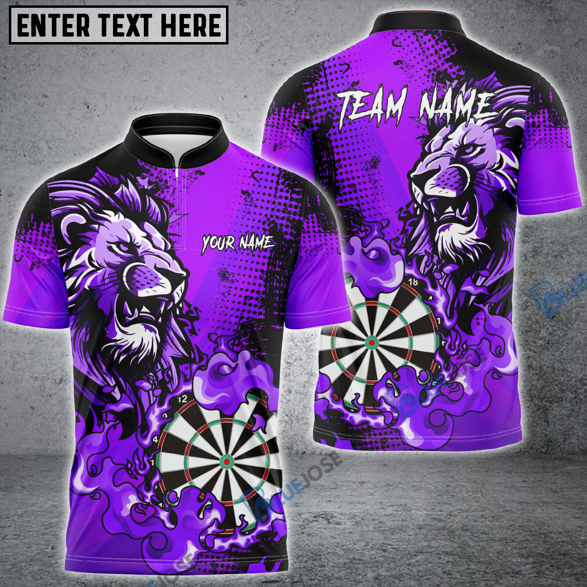 Frenzidea Darts Flame Lion Personalized Name, Team Name 3D Shirt (4 Colors)