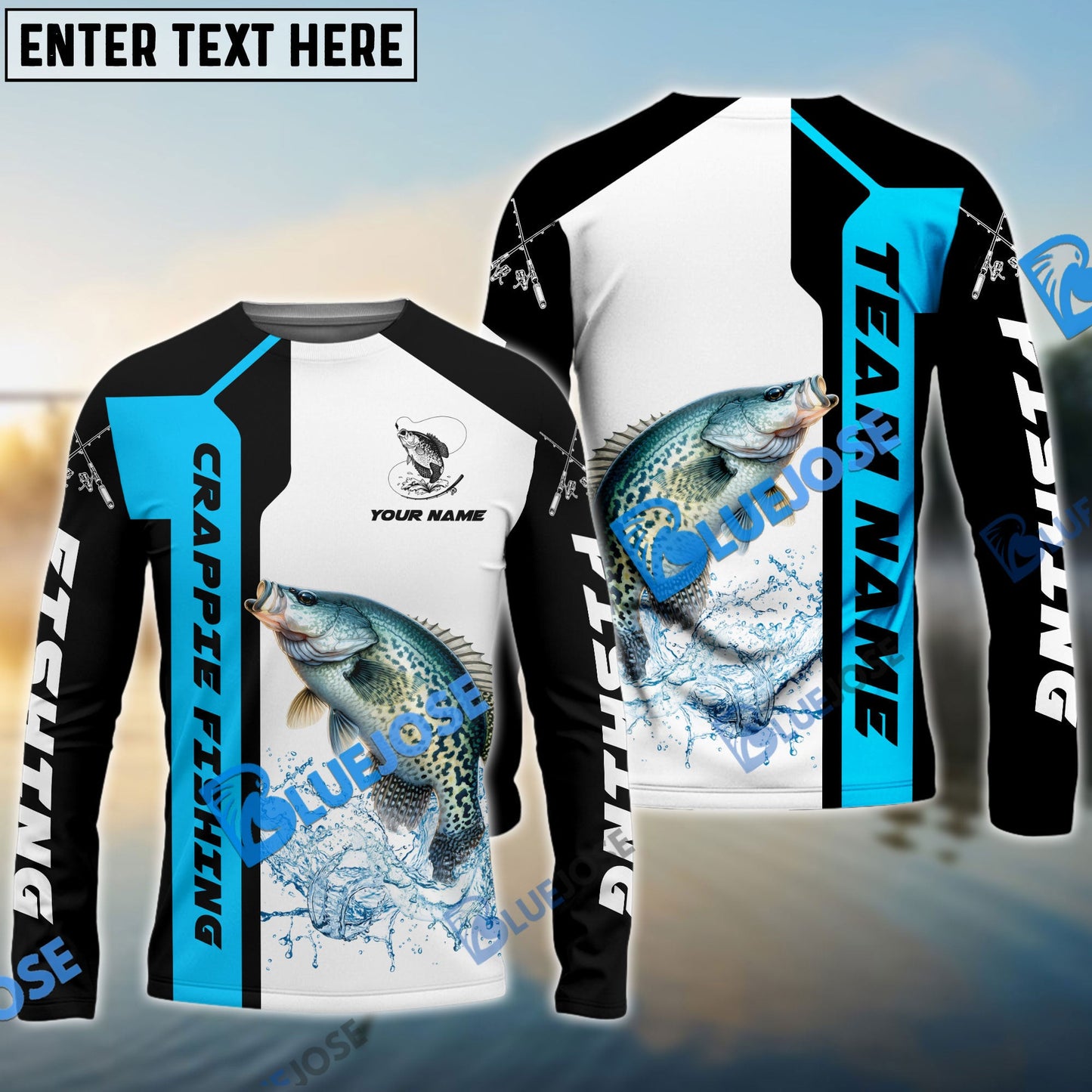 Frenzidea Crappie Fishing Blue Line Sport Custom Name & Team Name 3D Shirts