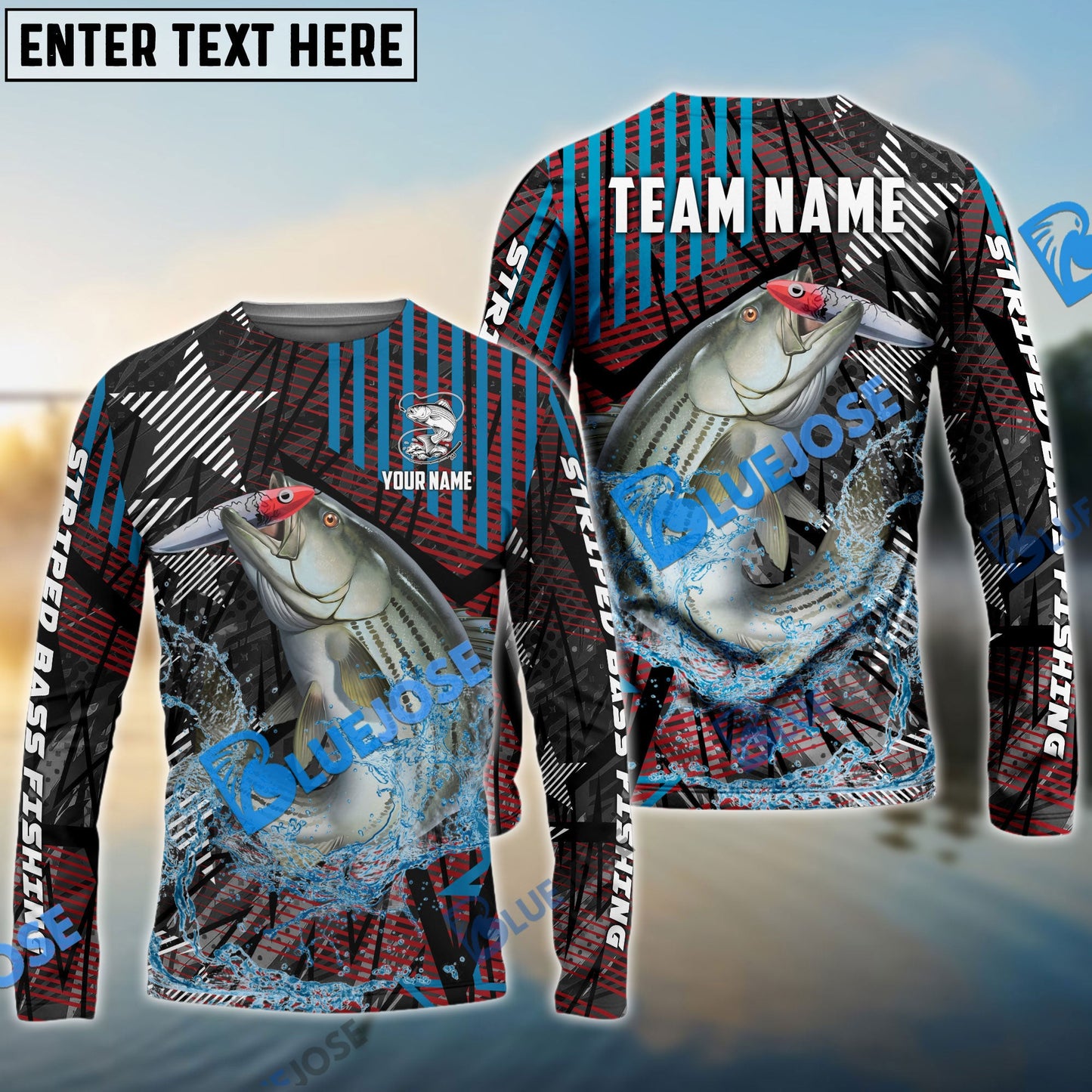 Frenzidea Striped Bass Fishing Rising Star Custom Name & Team Name 3D Shirts