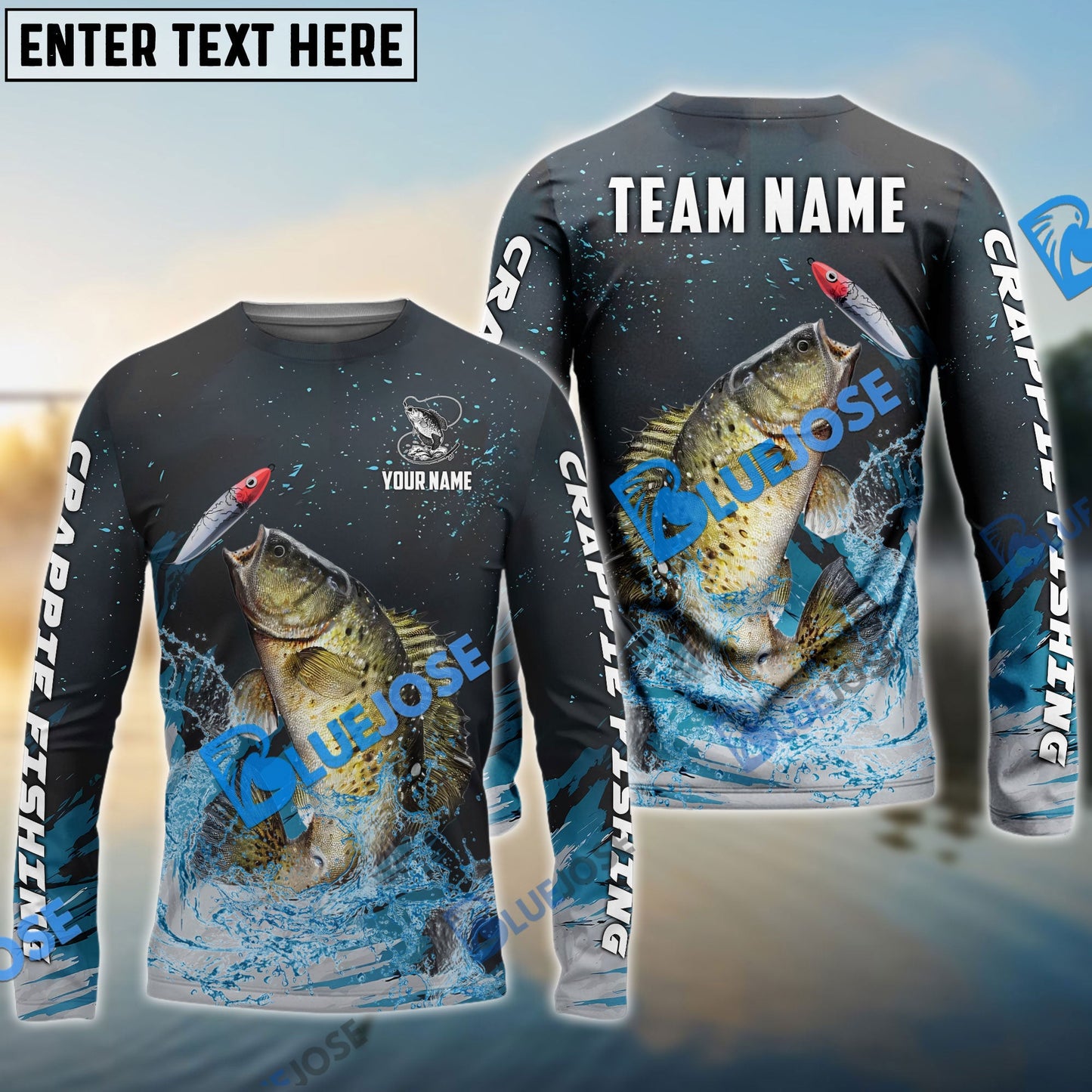 Frenzidea Crappie Fishing Dark Blue Sport Custom Name & Team Name 3D Shirts