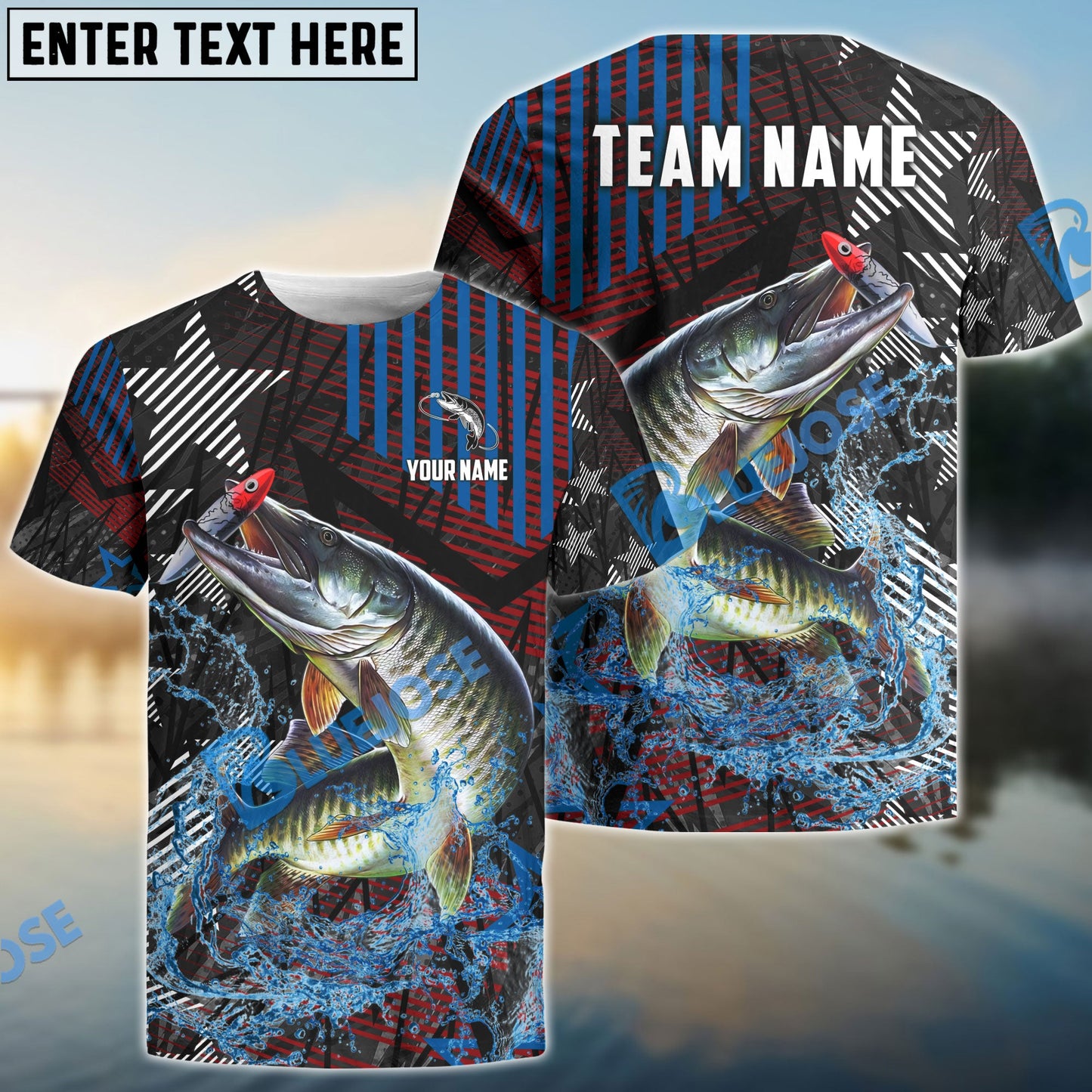 Frenzidea Musky Fishing Rising Star Custom Name & Team Name 3D Shirts