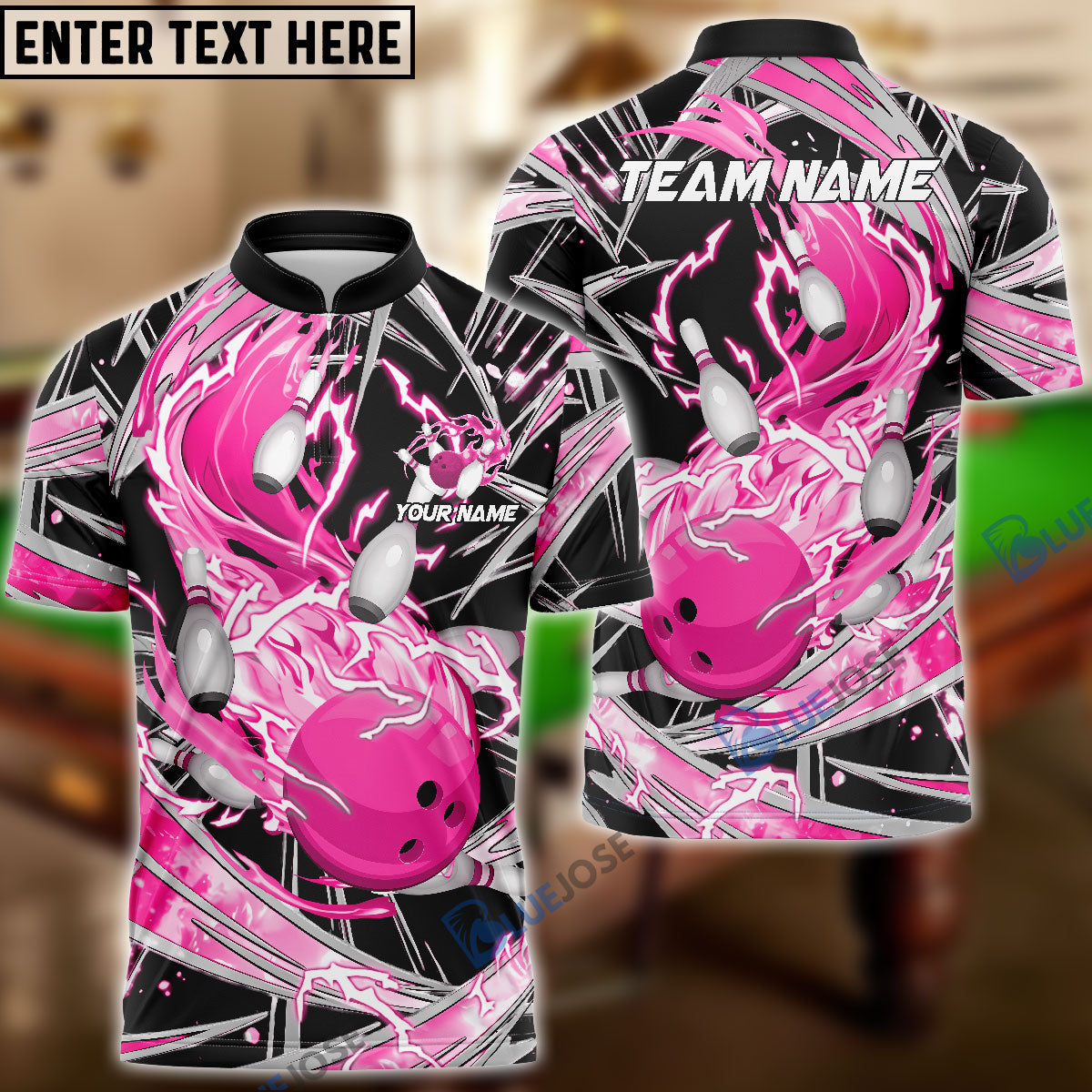 Frenzidea Bowling And Pins Flame Thunder Wind AuraCustomized Name 3D Shirt (4 Colors)