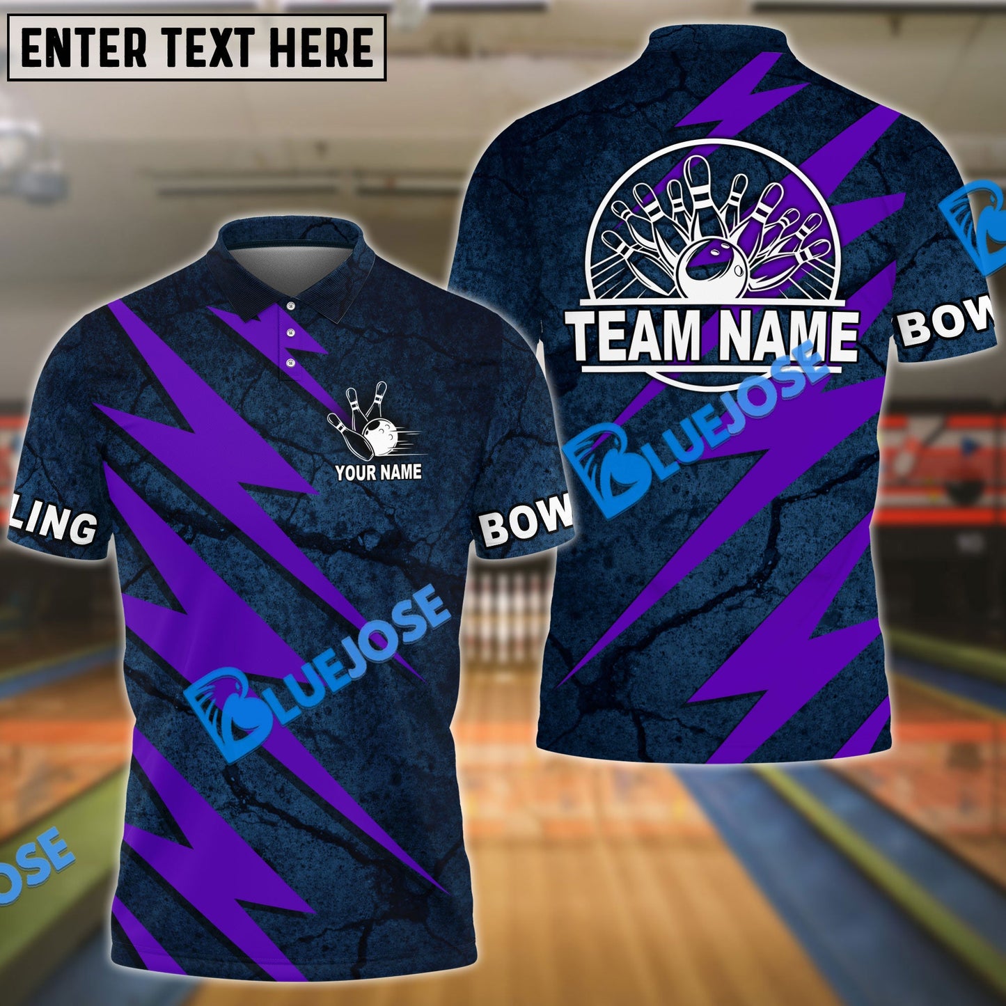 Frenzideas Bowling And Pins Lightning Volt Customized Name 3D Shirt ( 6 Colors)