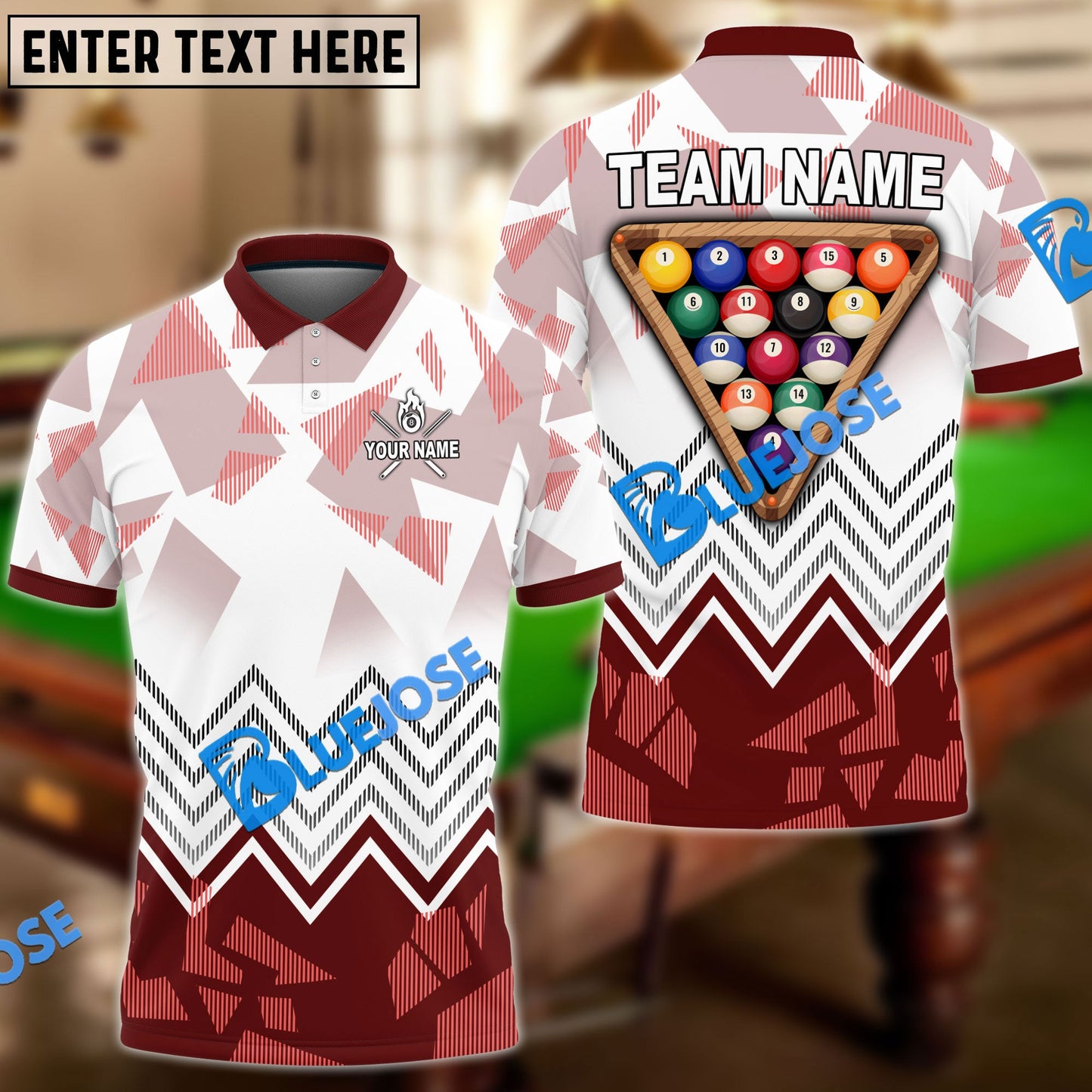 Frenzidea Billiards Ball 8 Rack Upside Down Personalized Name, Team Name Unisex Shirt ( 4 Colors )