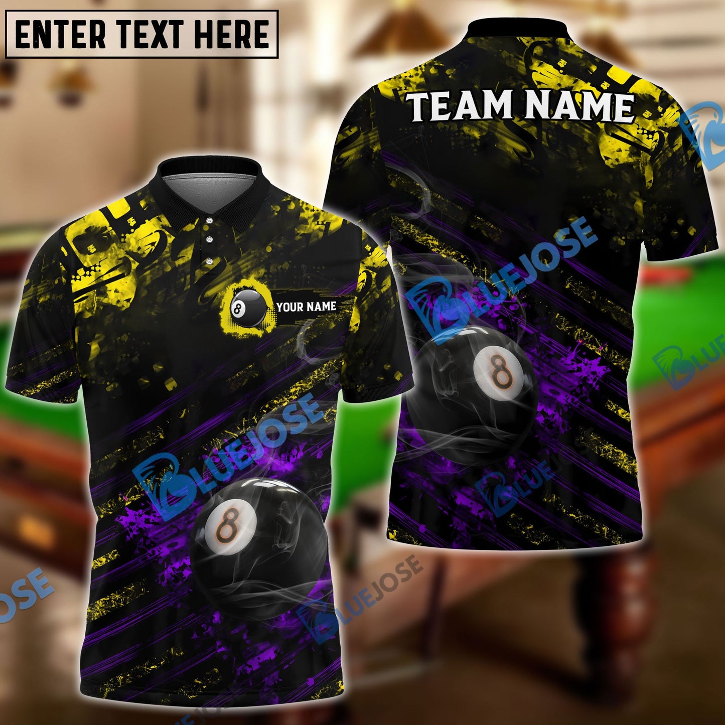 Frenzidea Billiards Ball 8 Balance Grunge Personalized Name, Team Name Unisex Shirt ( 4 Colors )