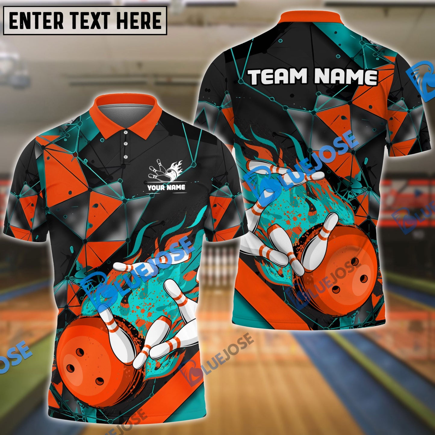 Frenzidea Bowling And Pins Colorful Flame Throw Customized Name 3D Shirt (4 Colors)