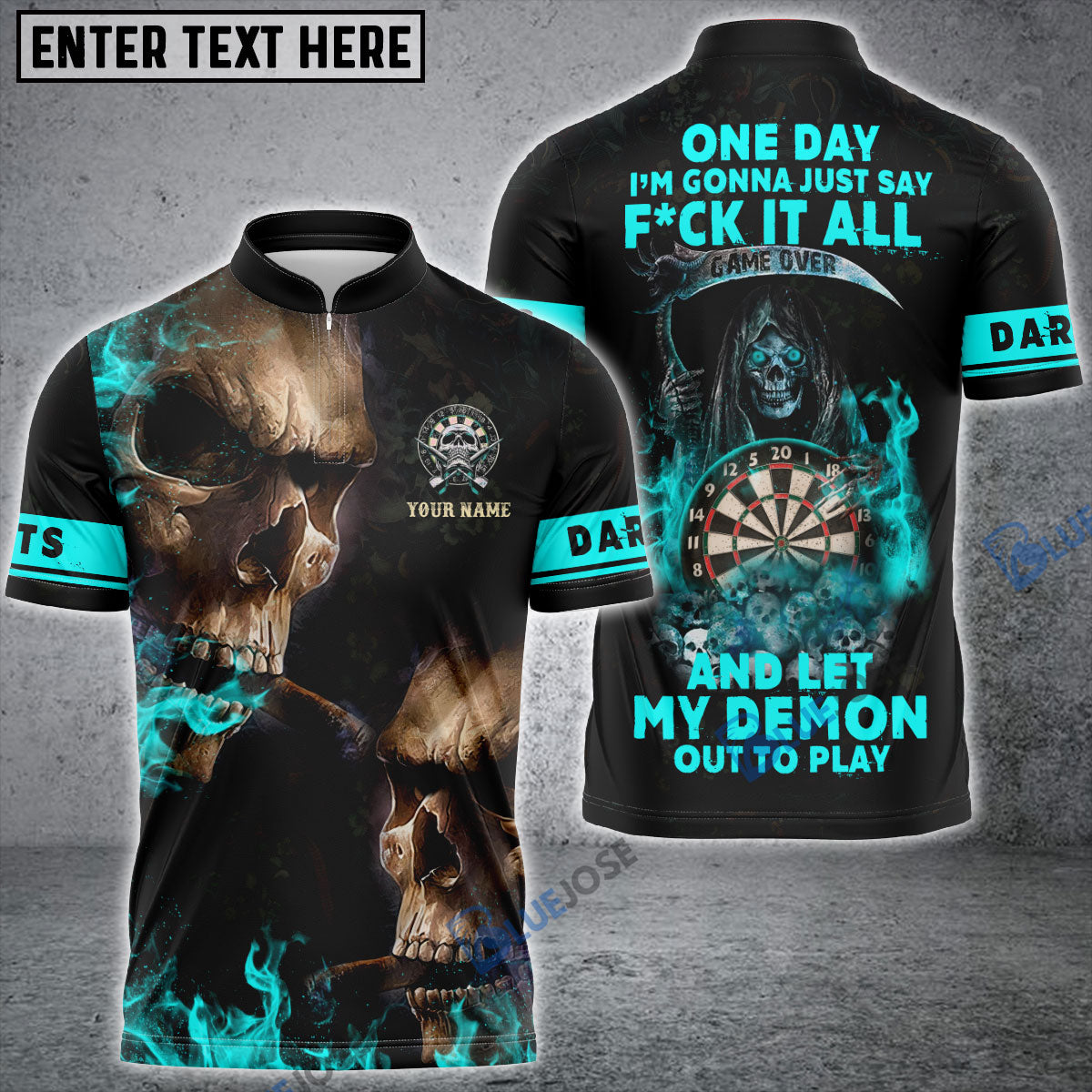 Frenzidea Darts Smoke Skull Personalized Name 3D Shirt