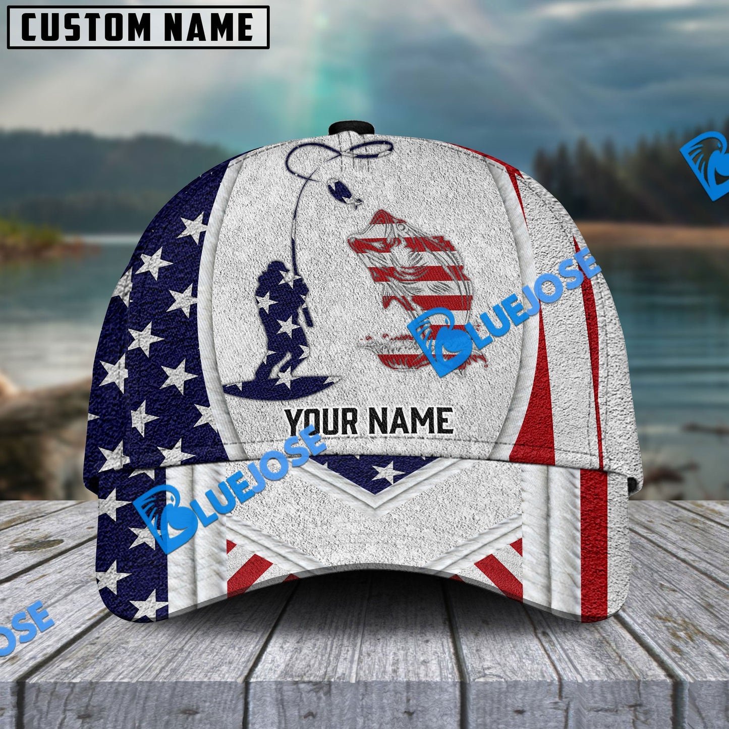 Frenzidea Personalized Bass Fishing American Dusty Style Classic Cap