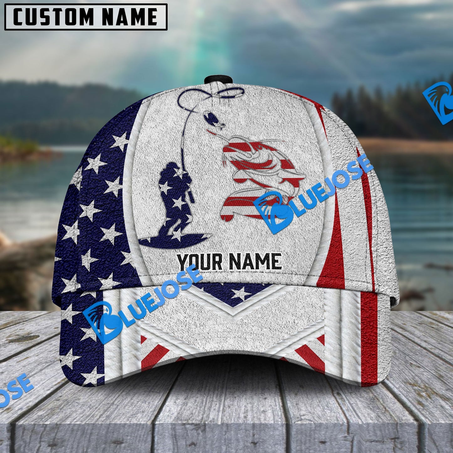 Frenzidea Personalized Catfish Fishing American Dusty Style Classic Cap
