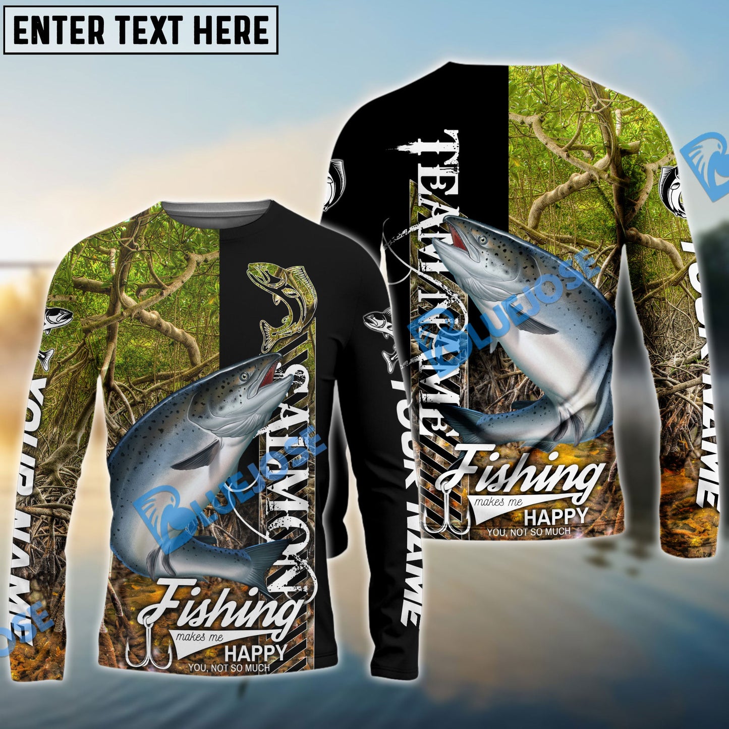 Frenzidea Salmon Fishing Jungle Camo Custom Name & Team Name 3D Shirts
