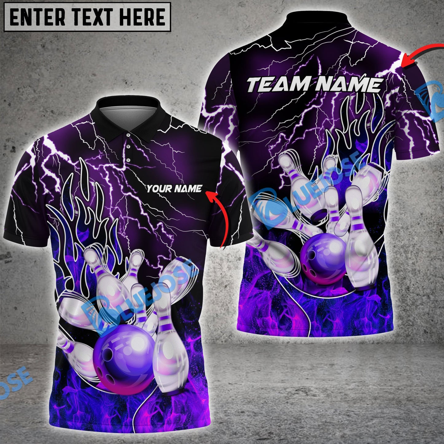 frenzideas Bowling And Pins Electro And Pyro Customized Name 3D Shirt (6 Colors)