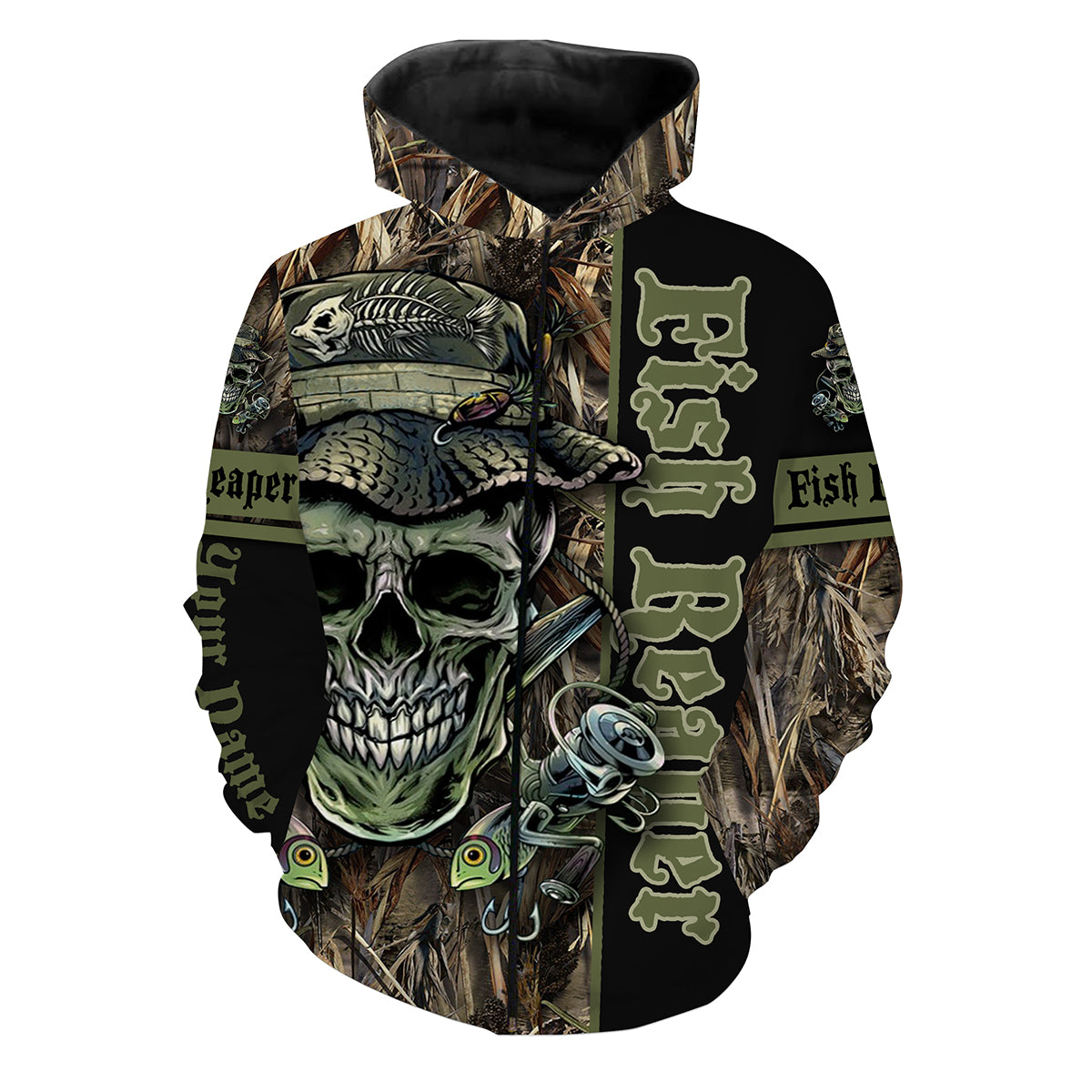 Frenzidea Halloween Fish Reaper Customize Name Fishing Shirts