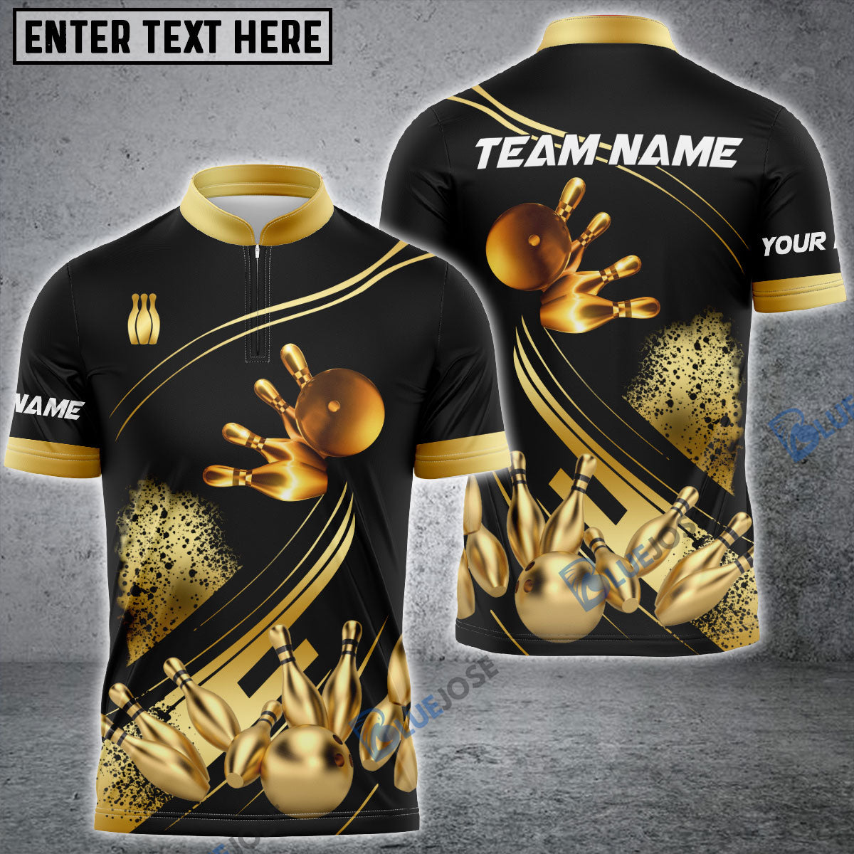 frenzidea Bowling And Pins Ultimate Golden Customized Name 3D Shirt (4 Colors)