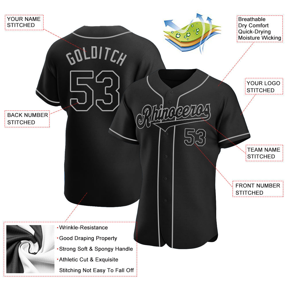 Frenzidea Custom Black Black-Gray Authentic Baseball Jersey