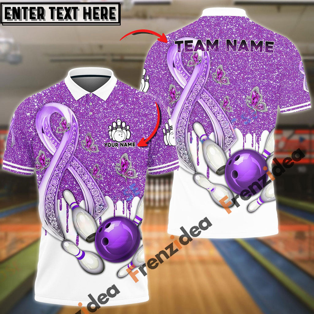 frenzidea Bowling And Pins Awareness Edition Customized Name 3D Shirt (4 Colors)