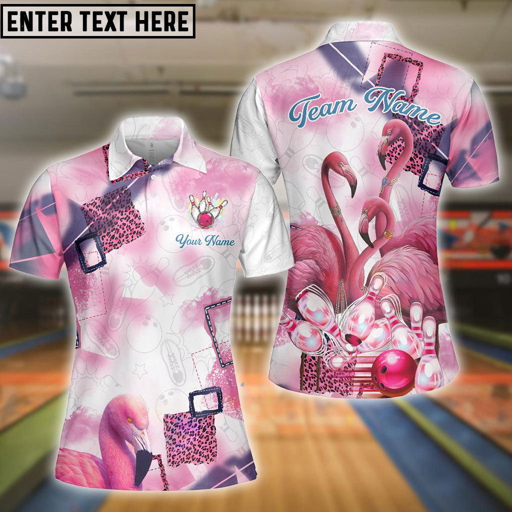 frenzideas Bowling And Pins Flamingo Style Customized Name, Team Name 3D Shirt