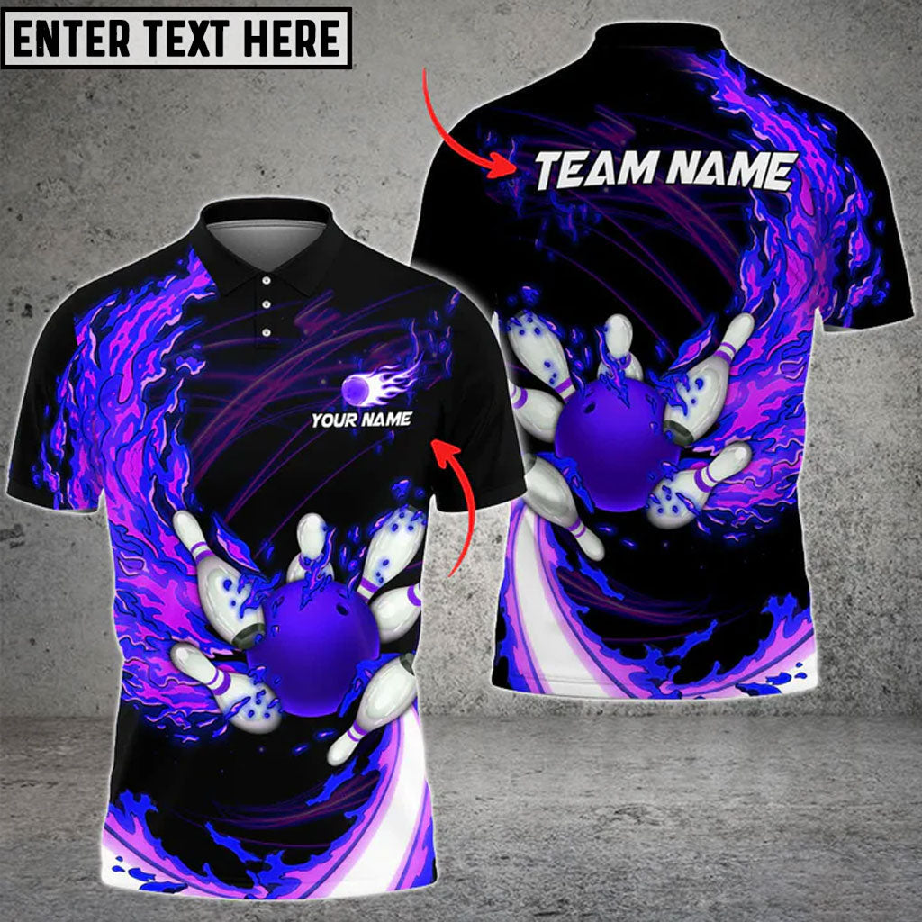 Frenzideas Fire Bowling And Pins Multicolor Option Customized Name 3D Shirt