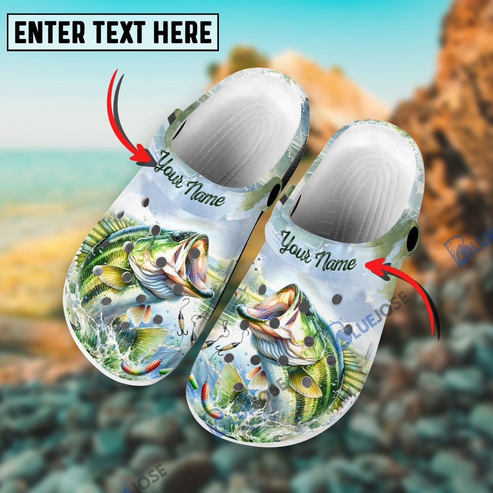 Frenzidea Bass Fishing Personalized Name Clogs