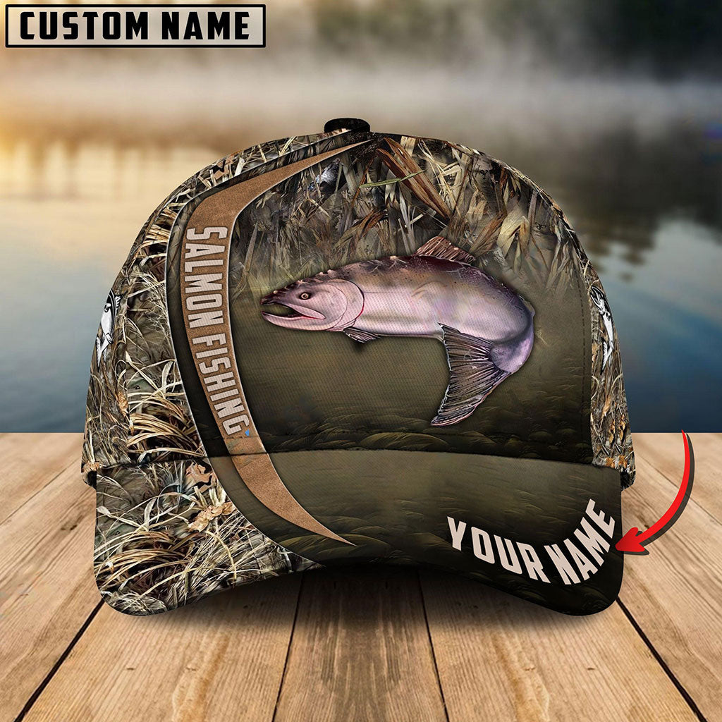 Frenzidea Personalized Salmon Fishing Grass Nature Classic Cap