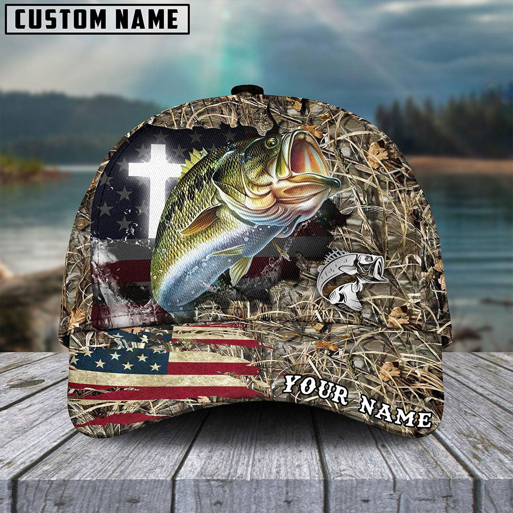 Frenzidea Personalized Bass Cross Camo Fishing Classic Cap