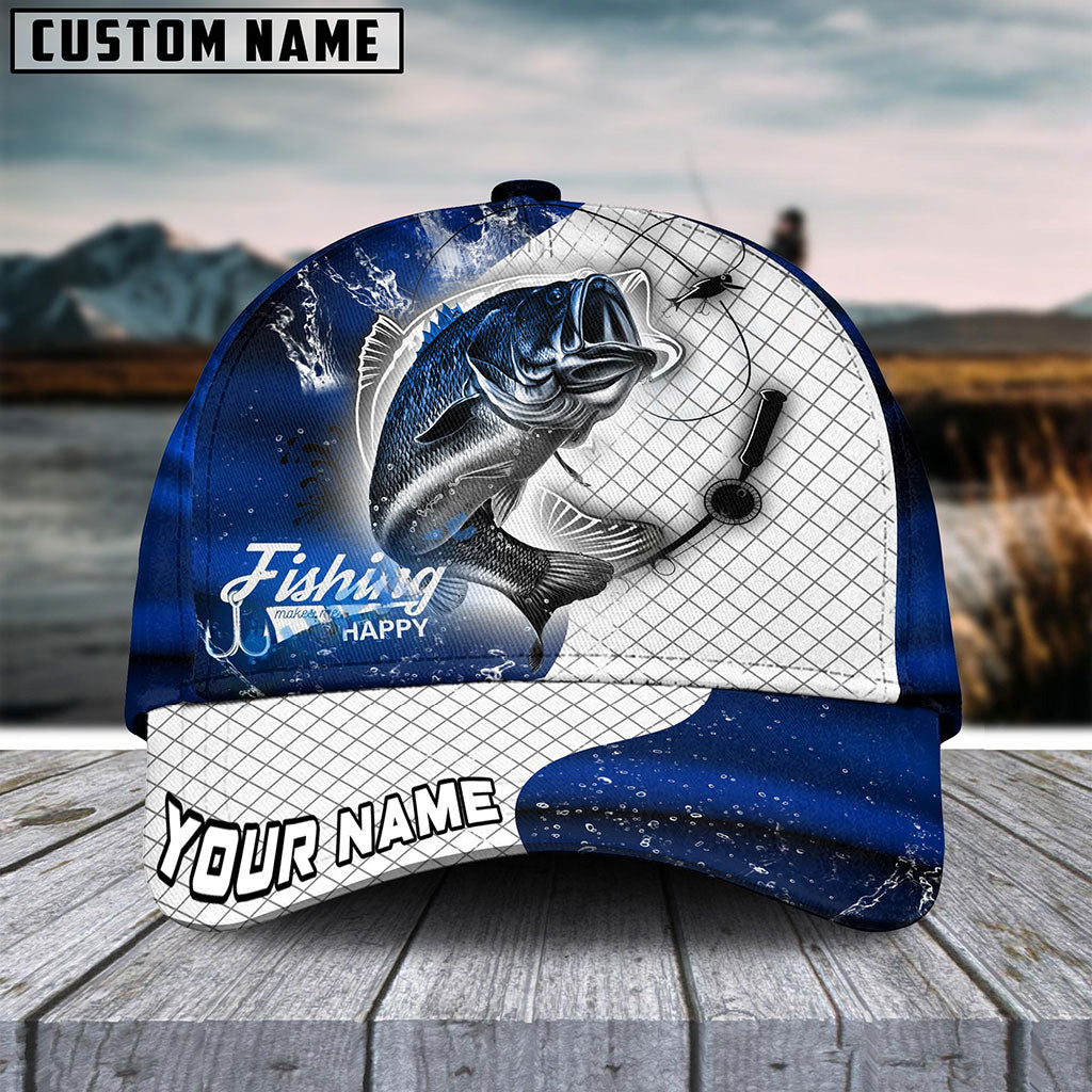 Frenzidea Personalized Bass Fishing Dark Blue Skin Sport Classic Cap