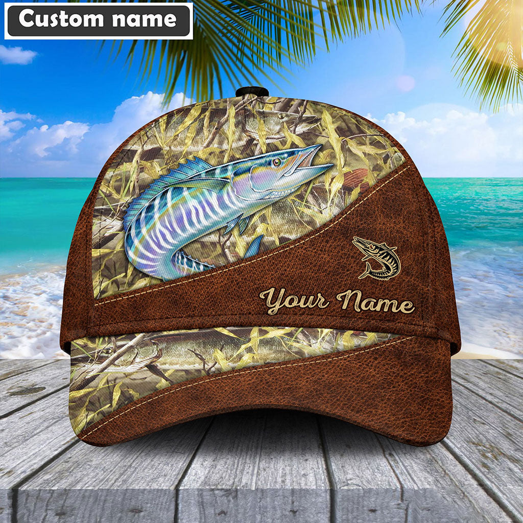 Frenzidea Personalized Wahoo Fishing Leather Pattern Cap