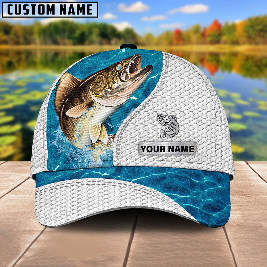 Frenzidea Custom Name Walleye Fishing Blue Water Cap