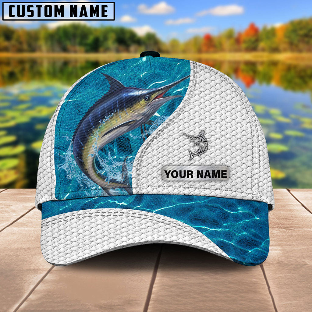 Frenzidea Custom Name Blue Marlin Fishing Blue Water Cap