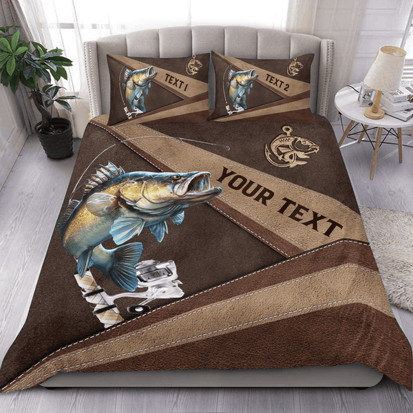 Frenzidea Fishing Brown Pattern Personalized Bedding Set