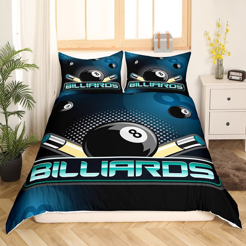frenzidea Billiards Modern Blue Black Bedding Set