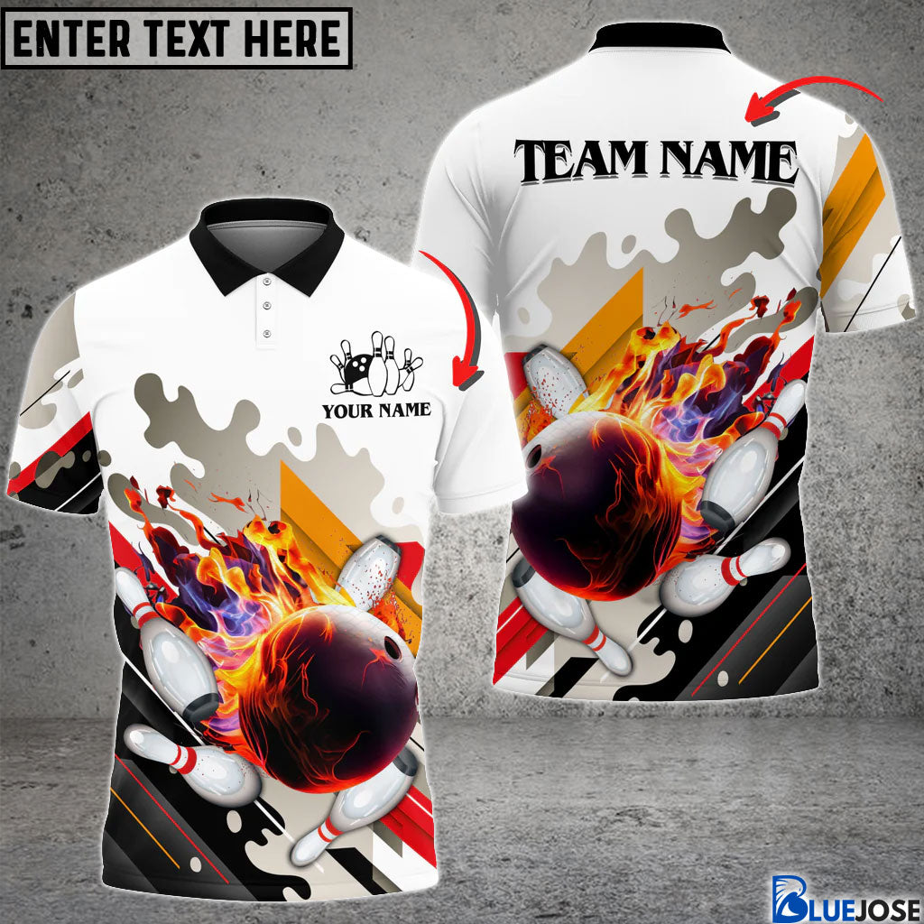 Frenzideas Bowling And Pins Water Color Pattern Customized Name 3D Shirt
