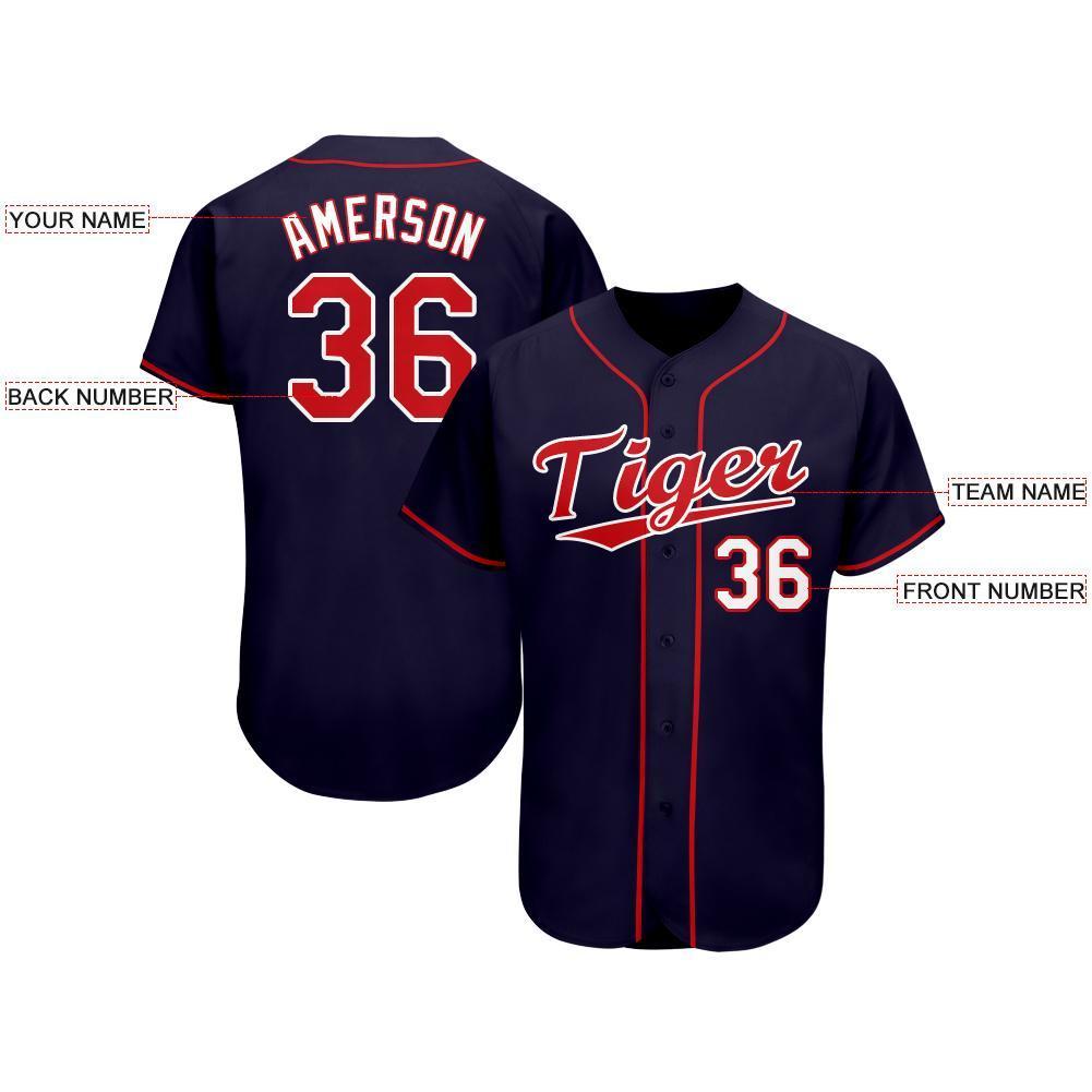 Frenzidea Custom Navy Red-White Baseball Jersey