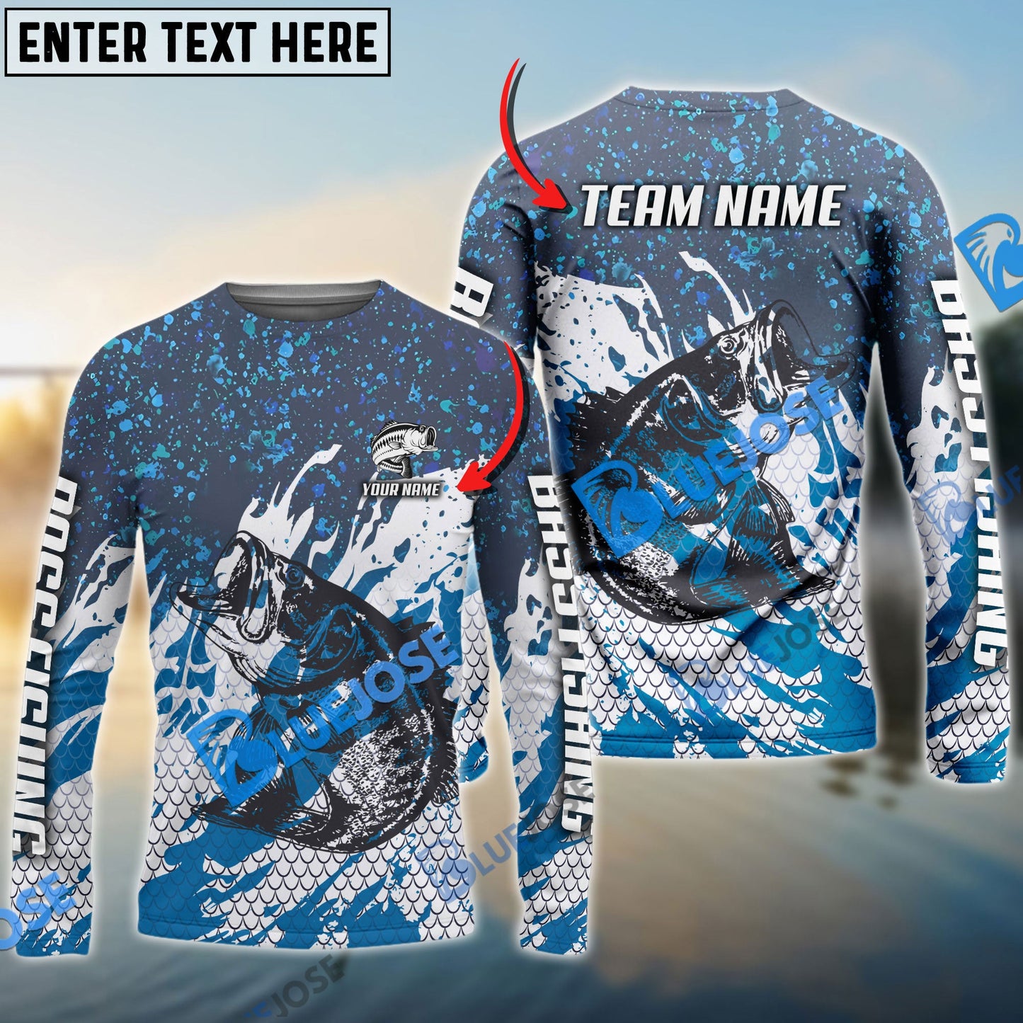 Frenzidea Bass Fishing Bluefin Sport Custom Name & Team Name 3D Shirts
