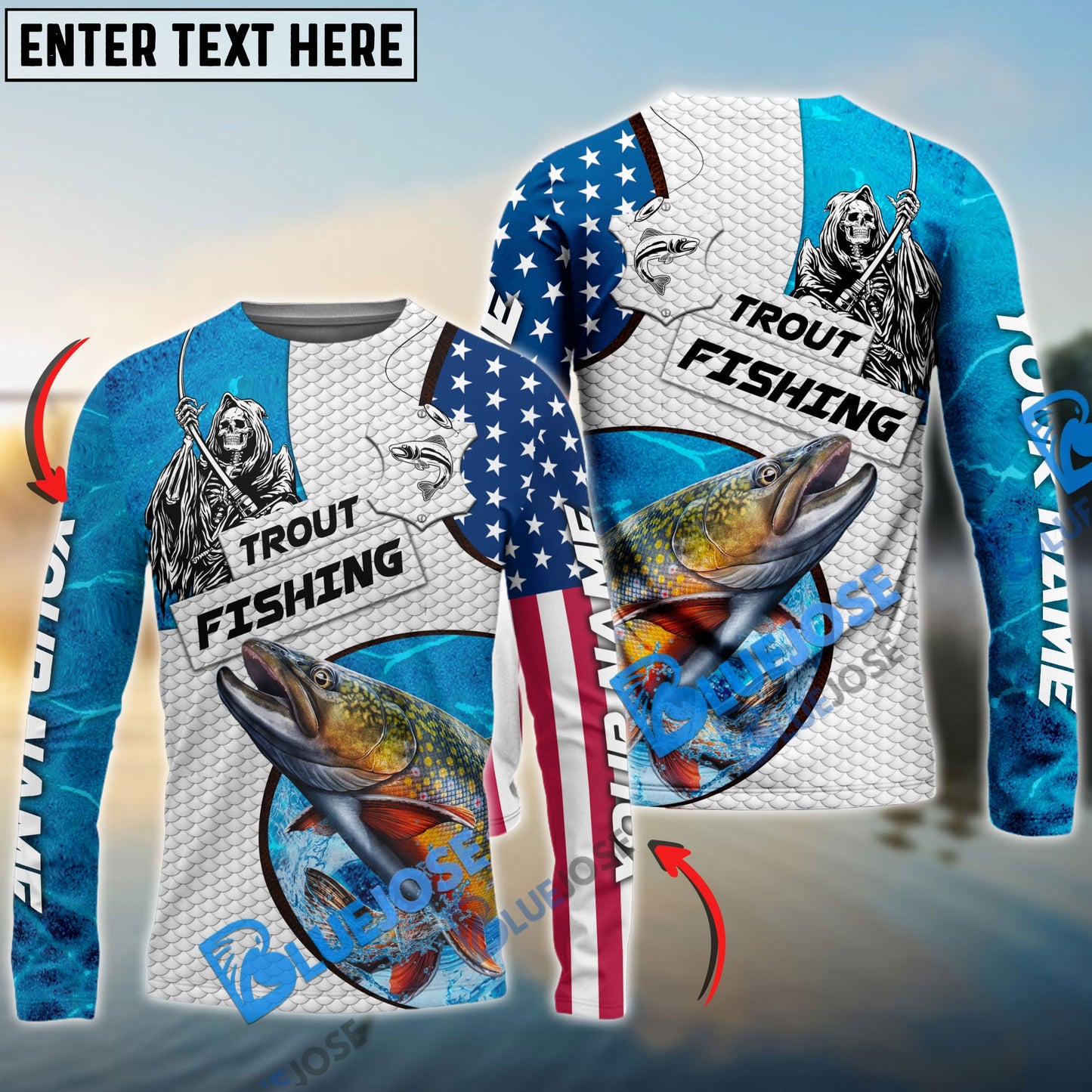 Frenzidea Customize Name Trout Fishing Reaper Blue Water 3D Shirts
