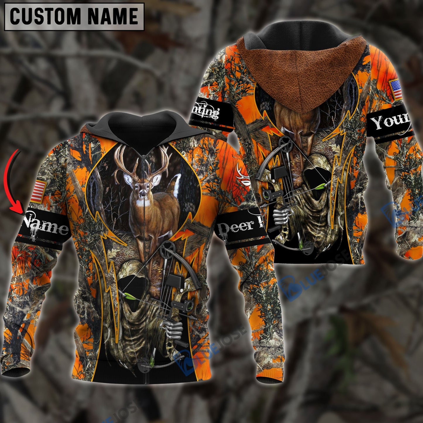 Frenzidea Customized Name Deer Hunting Grim Reaper 3D Shirts