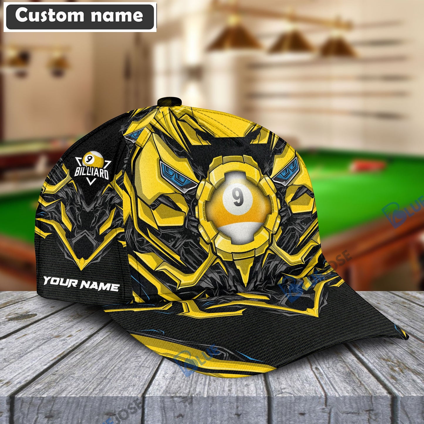 Frenzidea Billiards Yellow 9-Ball Personalized Name Cap