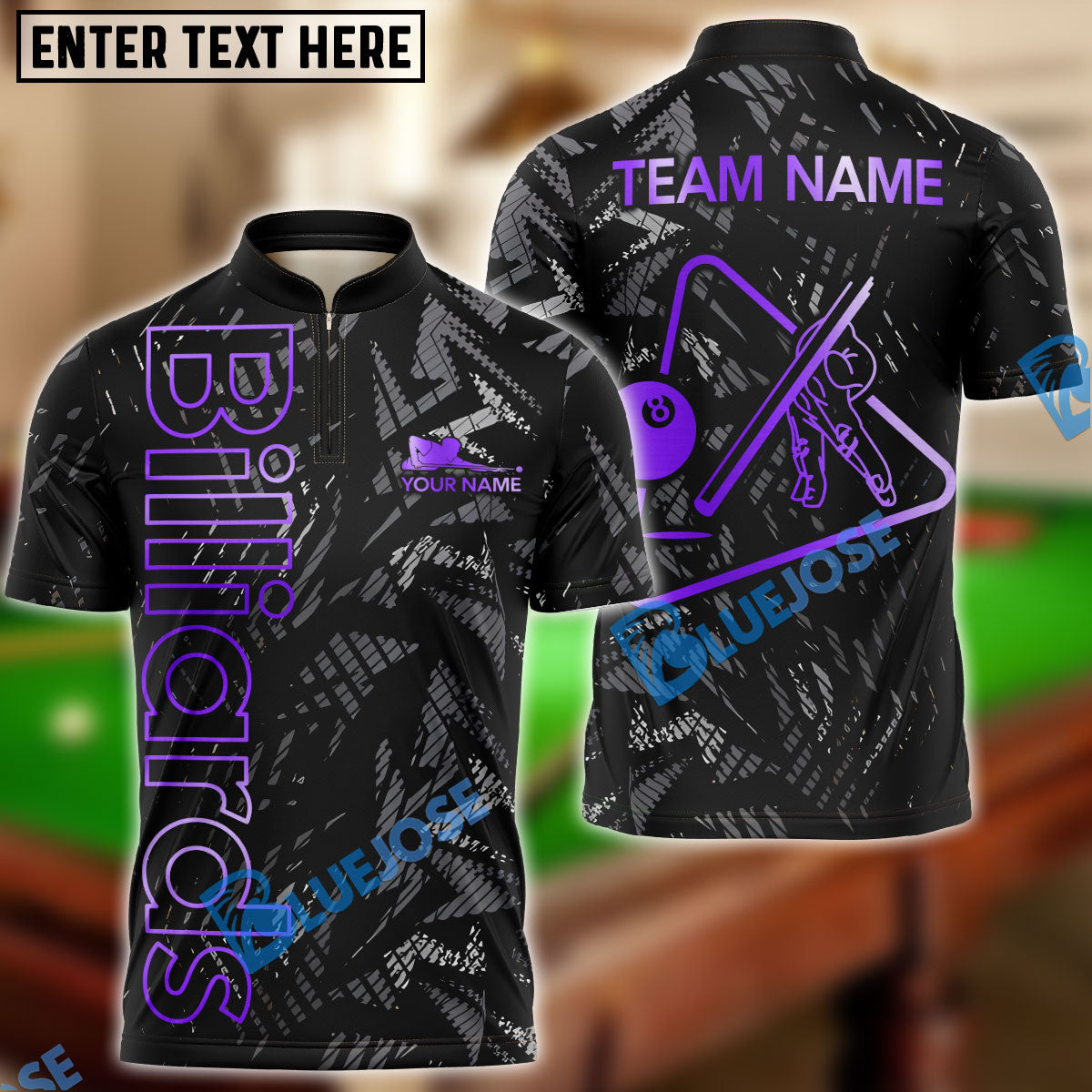 Frenzidea Billiards Ball 8 New Metalic Style Personalized Name, Team Name Unisex Shirt ( 6 Colors )