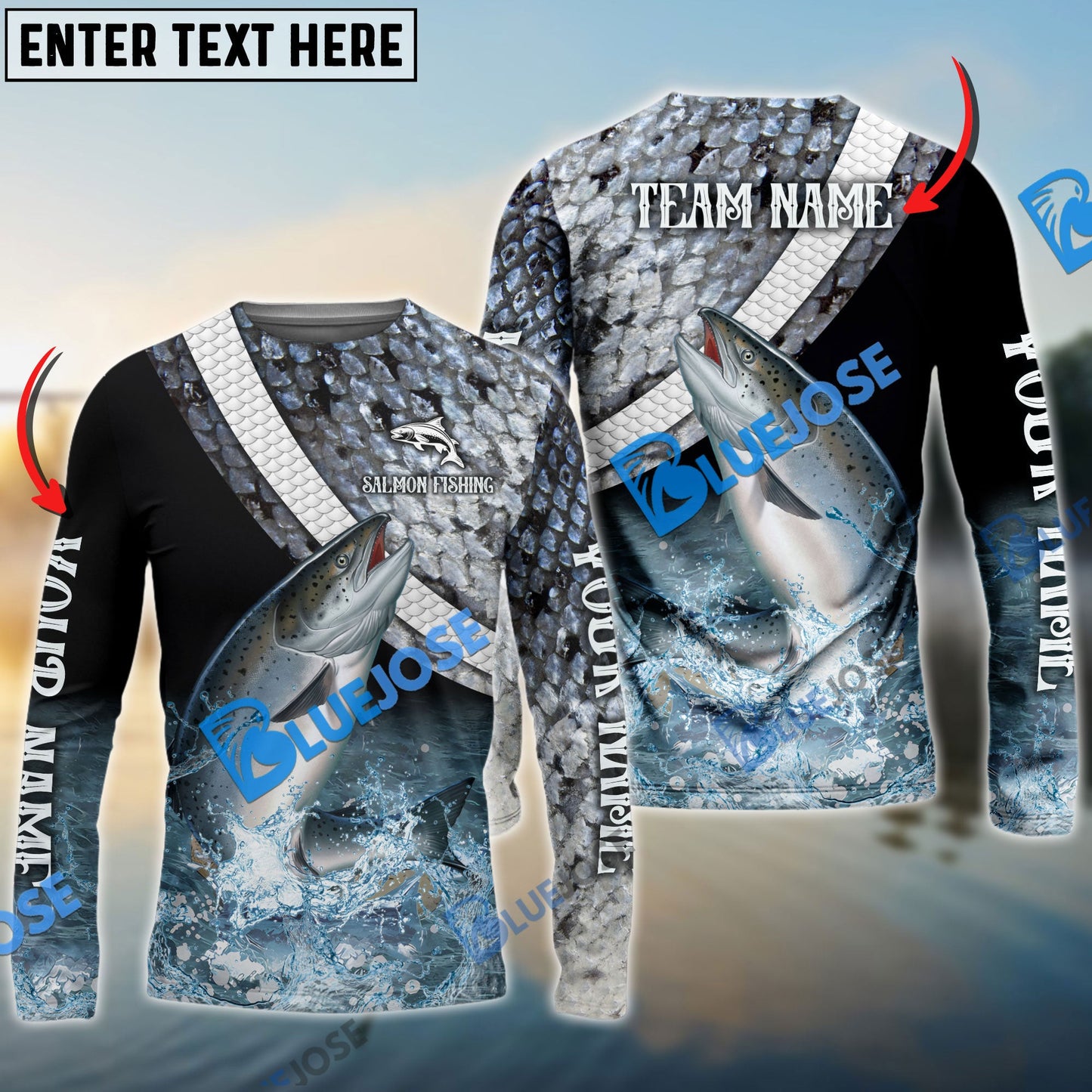 Frenzidea Salmon Fishing Skin Water Custom Name & Team Name 3D Shirts
