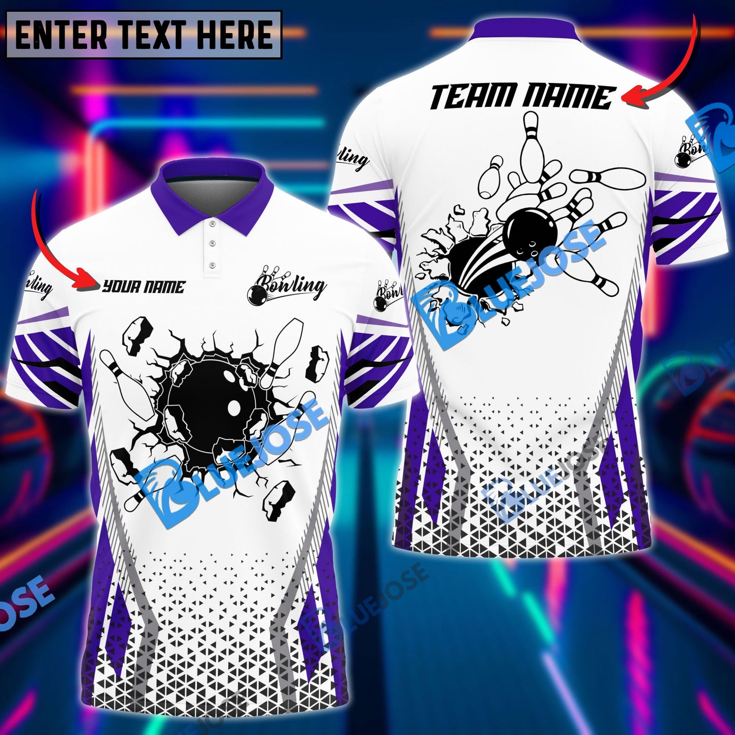 Frenzideas Bowling And Pins Colourful Customized Name 3D Shirt ( 6 Colors)