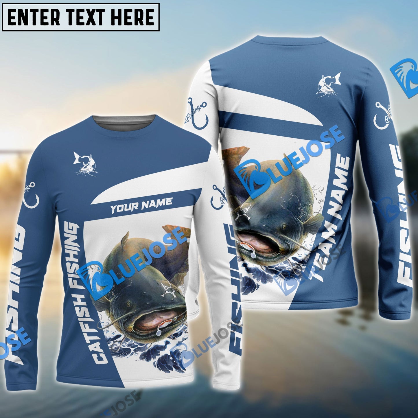 Frenzidea Catfish Fishing Light Navy Sport Custom Name & Team Name 3D Shirts