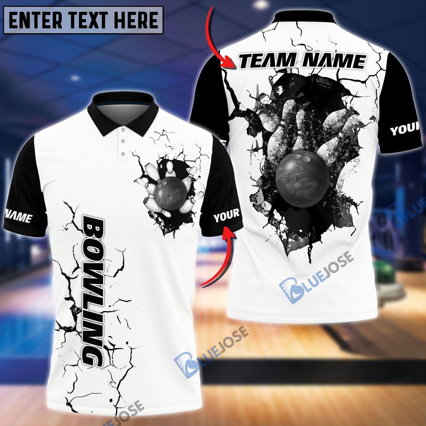 frenzidea Bowling And Pins Collapsing Wall Customized Name 3D Shirt (4 Colors)