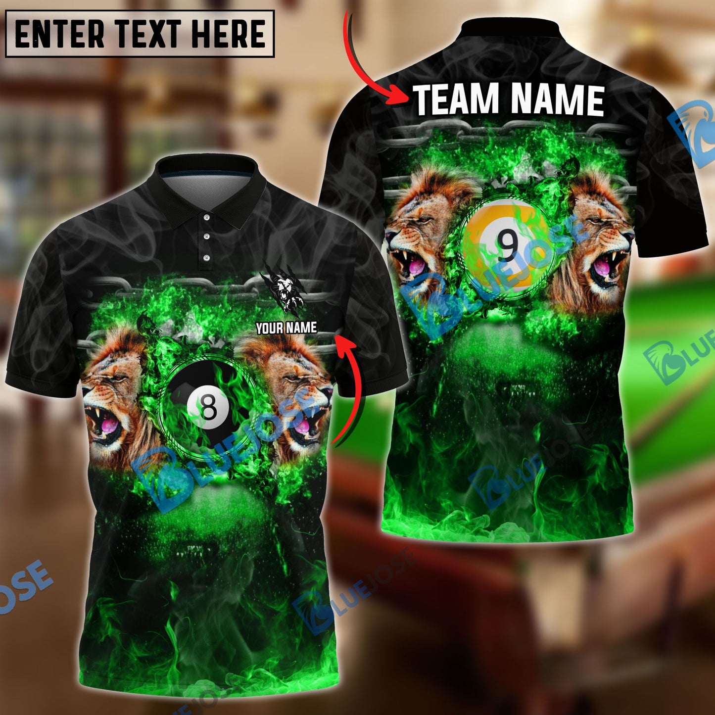Frenzidea Billiards Ball 8 And 9 Lion Kings Personalized Name, Team Name Unisex Shirt ( 4 Colors )